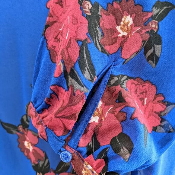 Dynamite Women's Floral Sheer Peplum Blouse | Size L - Picture 6 of 9